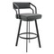 Armen Living Capri 26" Swivel Modern Black Metal and Slate Gray Faux Leather Bar and Counter Stool LCCPBABLSG26 - alternate 1